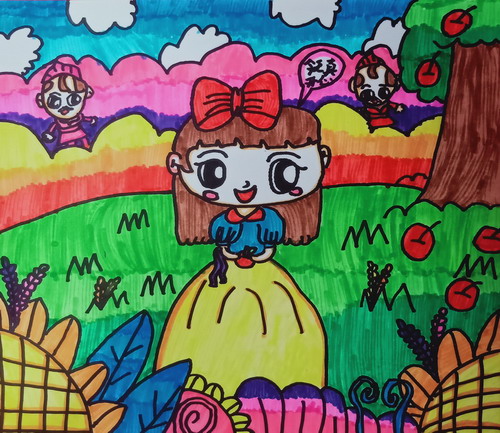 白雪公主手绘图片