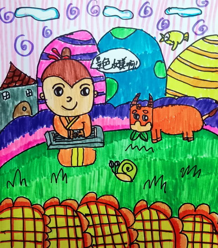 对牛弹琴儿童绘画获奖