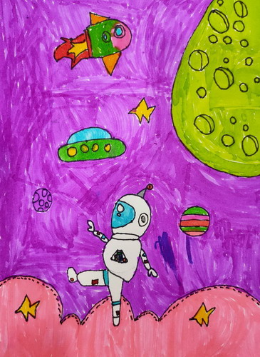 太空漫步画画图片