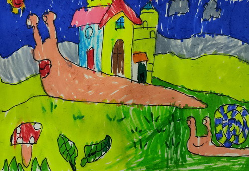 蜗牛城堡绘画图片