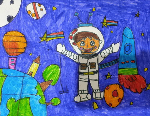 宇航员儿童绘画简单