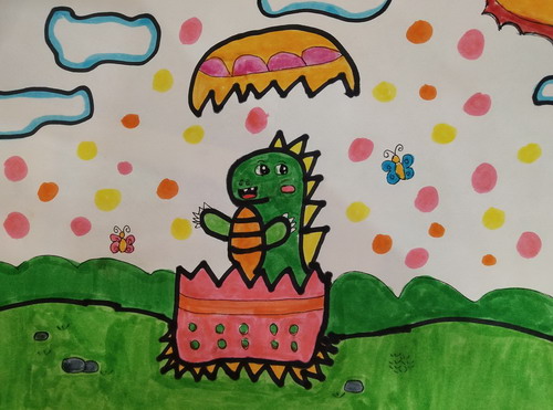 小龙龙出生了手绘画获奖