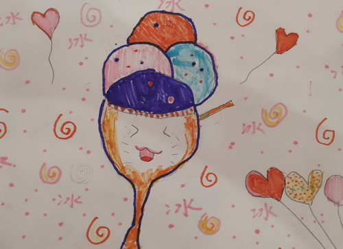 气球冰淇淋绘画作品