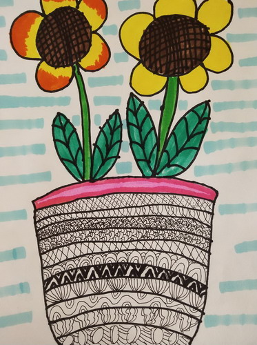 向日葵儿童画图片