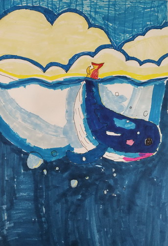 鲸鱼儿童画获奖