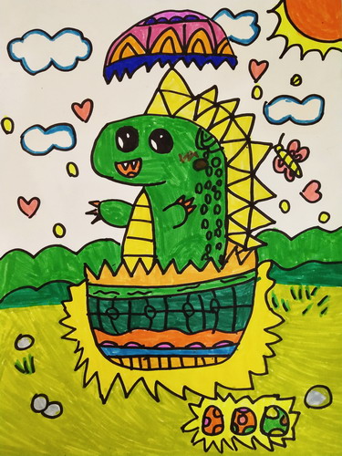小恐龙创意画简单好看