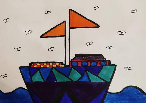 帆船绘画一等奖