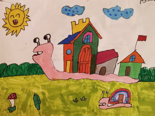 蜗牛的家画画图片