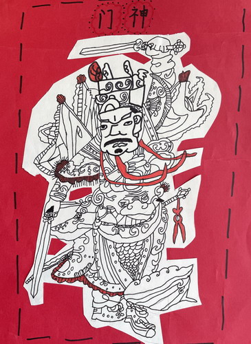 大门神儿童绘画一等奖