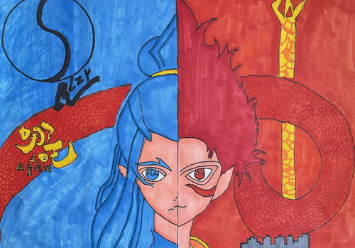 魔童降世绘画图片