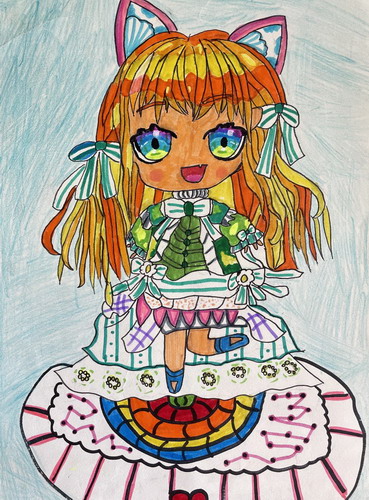 可爱的猫女手绘画一等奖