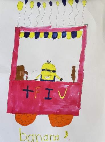 小黄人的冰淇淋店手绘画获奖