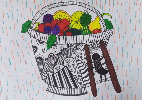 偷水果的蚂蚁儿童画图片