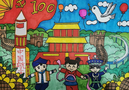 风雨一百载，华夏更灿烂儿童画创意