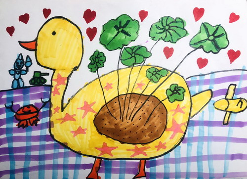 悠闲的铜钱草画画简单