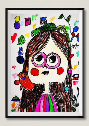 爱笑的女孩儿童绘画一等奖