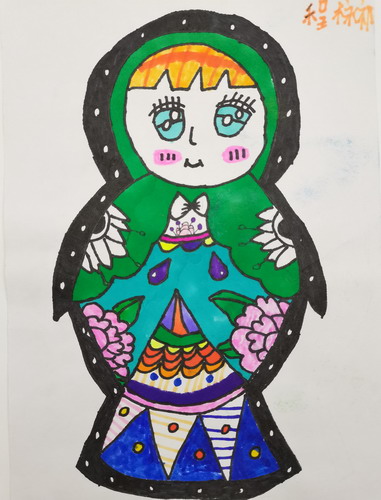 可爱的俄罗斯套娃手绘图片