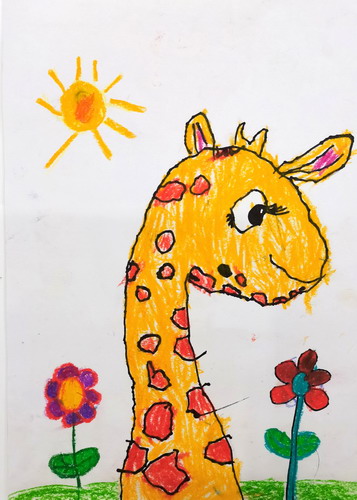 花脖子的长颈鹿手绘画获奖