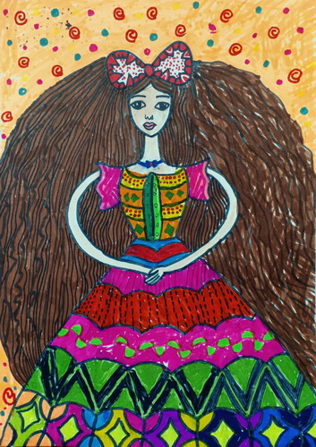 长发公主儿童绘画简单