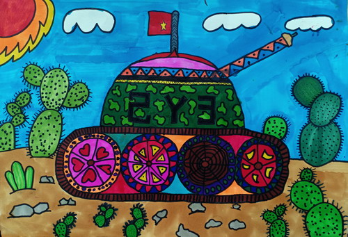 战士坦克画画作品