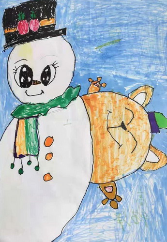 雪地里的小猫画画好看