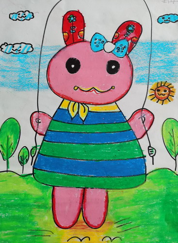 跳跳兔儿童绘画一等奖