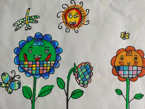 三朵向日葵手绘画图片