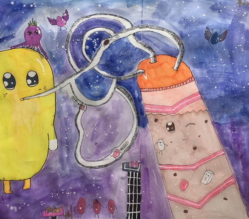 小怪物爱喝奶茶绘画