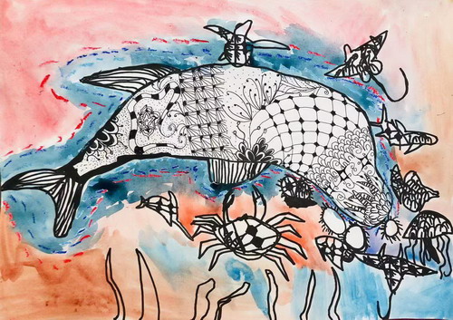 深海动物绘画图片