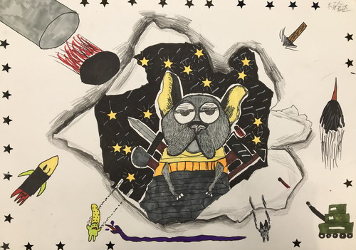 纸内的狗狗手绘画一等奖