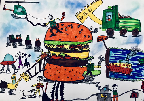 天降美食绘画一等奖