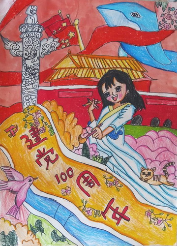 建党百年绘画图片