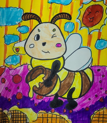 蜜蜂采蜜画画简单