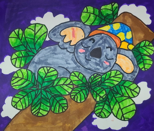 睡觉的考拉画简单又漂亮