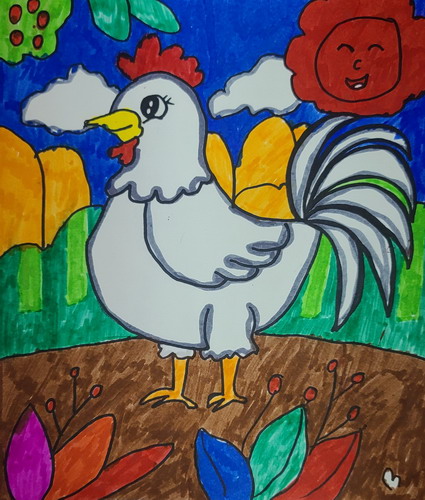 大公鸡手绘画一等奖