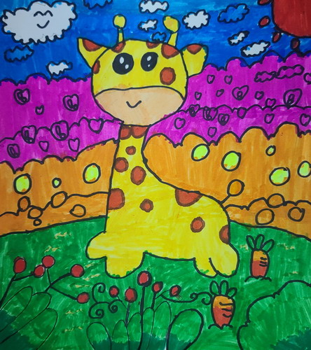 散步的长颈鹿绘画获奖