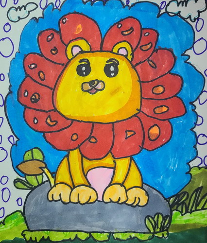 彩色的狮子绘画获奖作品