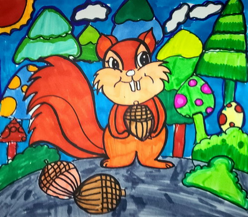 快乐松鼠画画简单