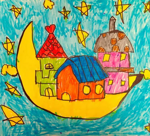 月亮上的城堡画画简单