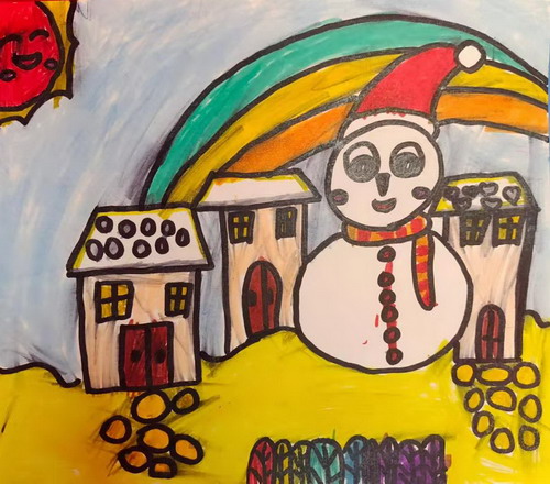 下雪了儿童绘画