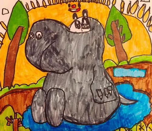 河马宝宝创意画简单好看