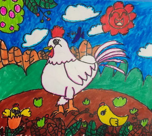 骄傲的大公鸡儿童画获奖