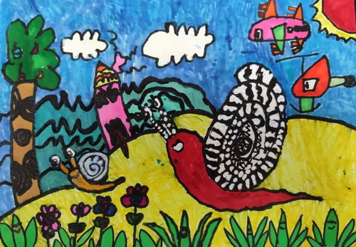 蜗牛创意画简单好看