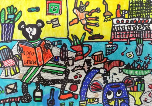 读书会儿童画图片