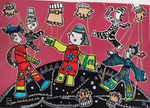 皮影戏绘画图片