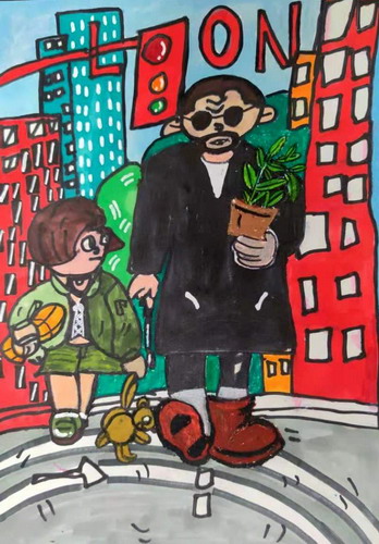 那个杀手不太冷儿童绘画