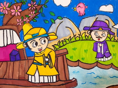 好友相见手绘画