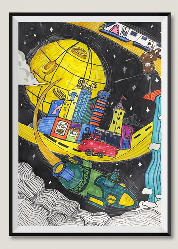 未来商店画简单又漂亮