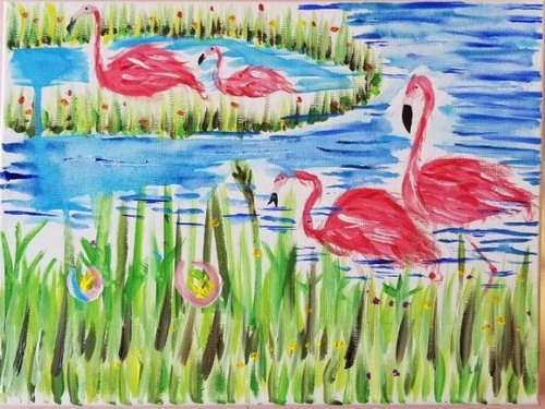 悠然的火烈鸟儿童绘画简单