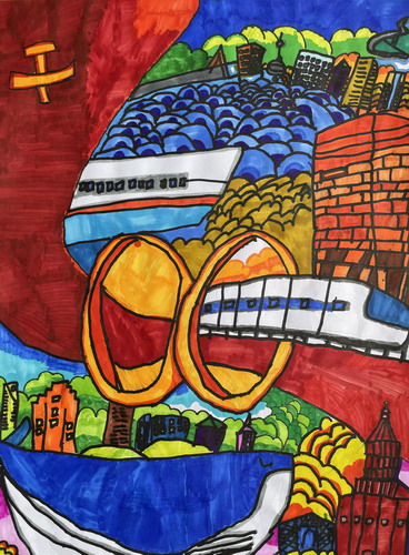 喜迎建党100周年绘画图片